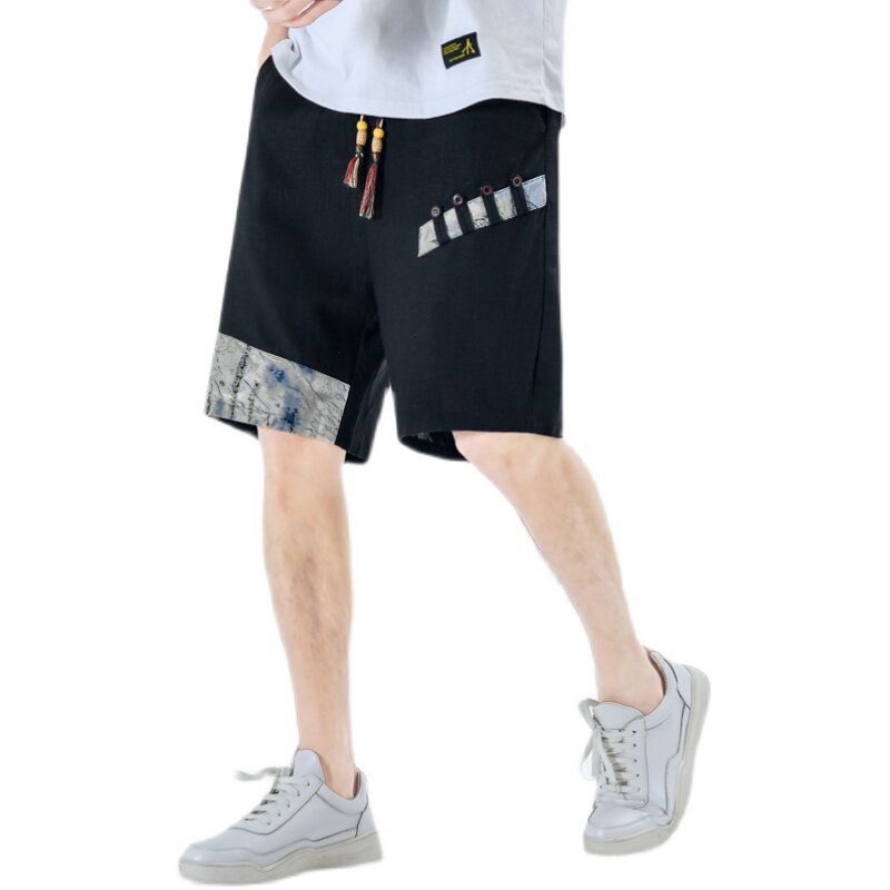 夏季抽绳亚麻短裤男风宽松大码休闲裤2025新款A266-1-K49-P35,男装牛仔裤,电商A266-1