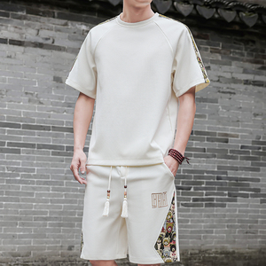 男士刺绣休闲运动套装短袖一套风A266-1-TZ9958-P50特批控78图片