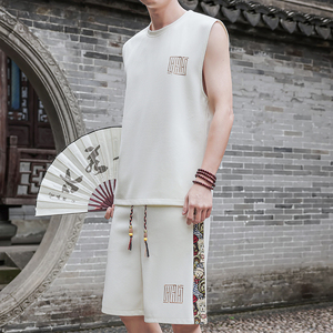 刺绣休闲运动套装男风背心一套A266-1-TZ1107-P43特批控78图片