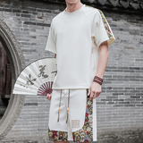 风短裤一套男刺绣套装休闲运动A266-1-TZ9908-P50特批控78，男装休闲套装，电商A266-1