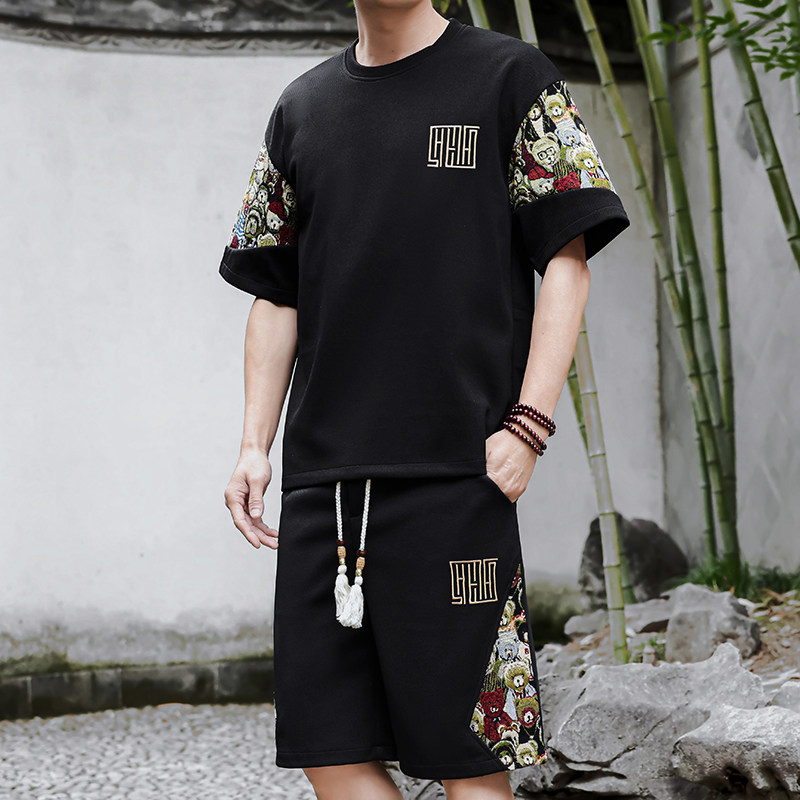 刺绣休闲运动套装男风一套风A266-1-TZ8858-P50特批控78,男装休闲套装,电商A266-1