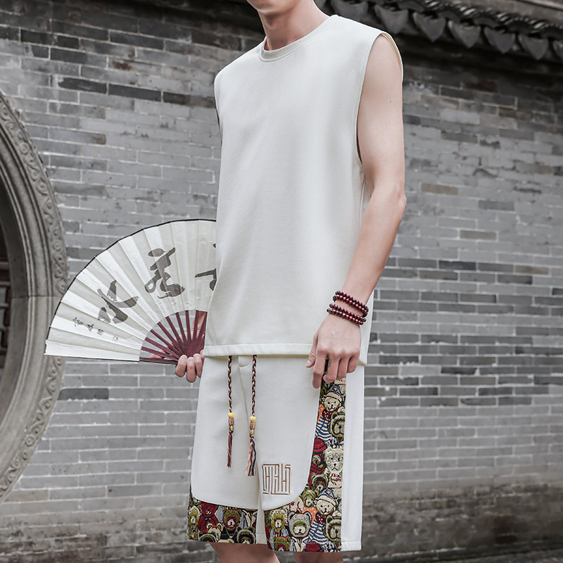 夏季刺绣休闲运动套装男风两件套A266-1-TZ3308-P46特批控78，男装休闲套装，电商A266-1