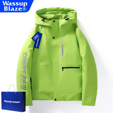 WASSUP户外冲锋衣男士三合一可拆卸羽绒内胆防水外套登山滑雪服女