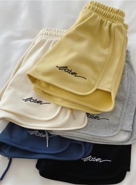 Solid color mid waist casual short for women纯色高腰休闲短裤