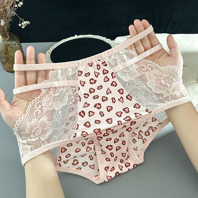 Non-trace carry buttock lace high waist ice silk underwear裤