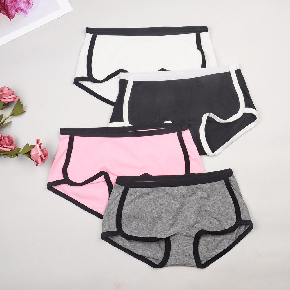 纯棉运动女内裤平脚裤简约提臀透气平角裤学生少女内裤瑜伽运动裤