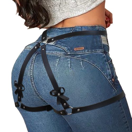Women Sexy Garter Belt PU Leather Harness Lingerie Bdsm