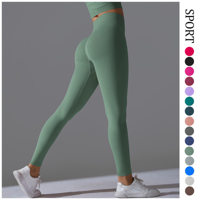 Solid color slim yoga pants for women 休闲纯色修身瑜伽长裤女