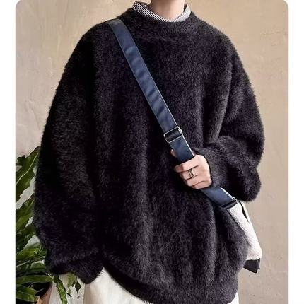 毛衣男冬季新款软糯慵懒圆领套头线衣外套日系复古潮牌打底针织衫