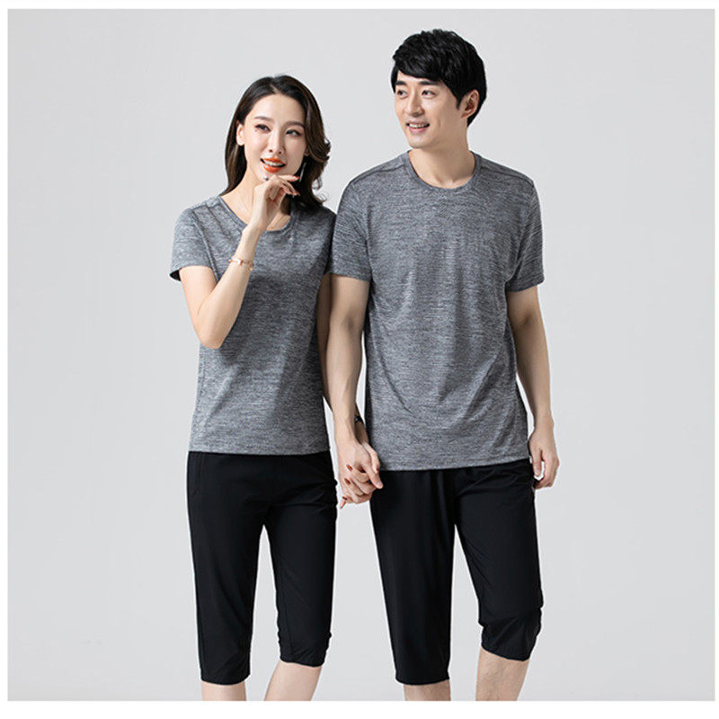 男女同款运动套装夏短袖七分裤休闲时尚跑步运动服速干透气情侣装