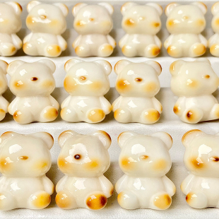 天然象牙果雕刻可爱炭烧小熊diy手工配饰散珠手捻手把件菩提手持