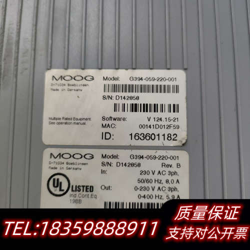 MOOG穆格伺服驱动器，型号G394-059-220-001询价