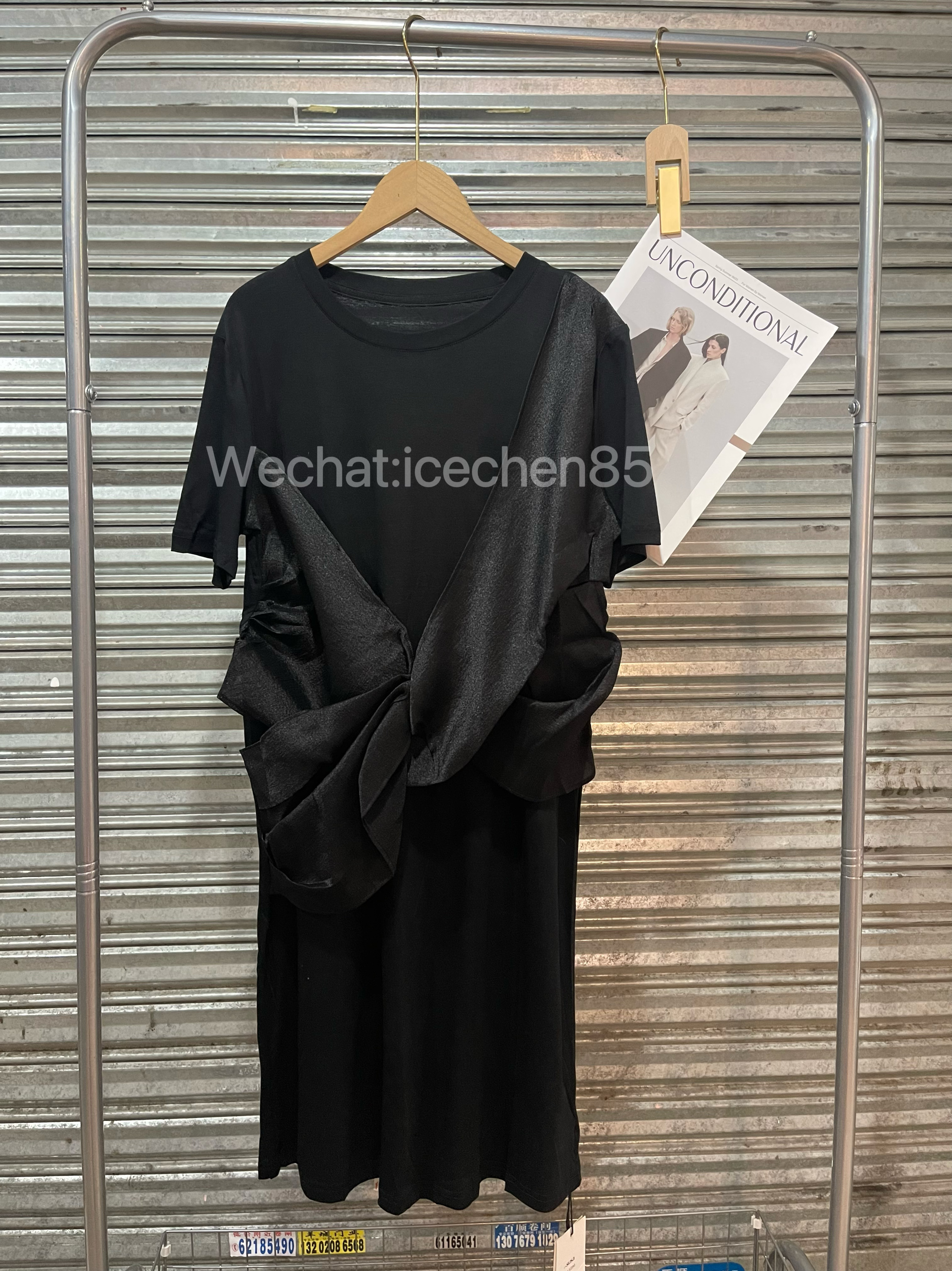 2025新款上架 素夏suda纯色假两件不规则短袖连衣裙女休闲百搭裙