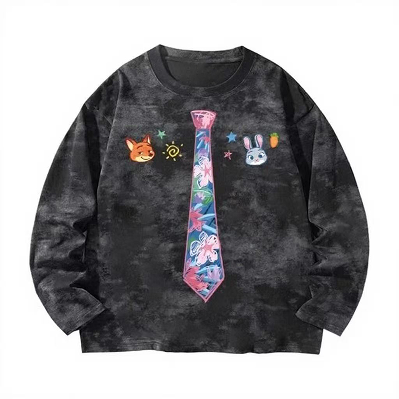 2025年扎染长袖新款秋冬季加绒卫衣休闲男女同款百搭+短袖T恤