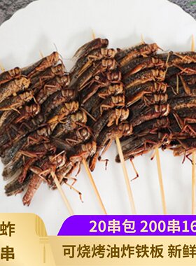 蚂蚱串20串 烧烤串蝗虫蚱蜢串特色烤串酥脆大蚂蚱串油炸蚂蚱大串