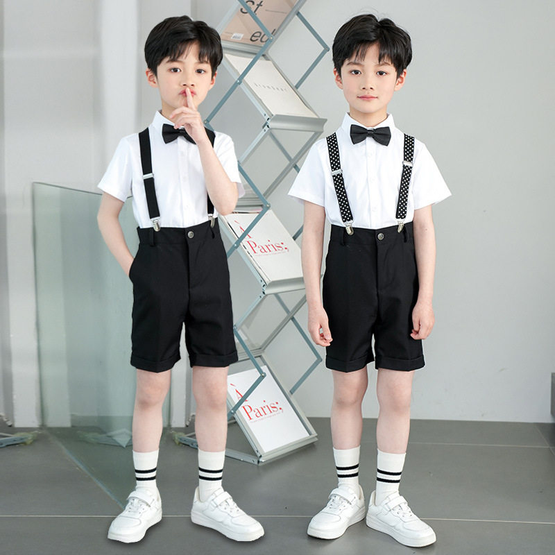 六一儿童演出服男童背带裤礼服小学生合唱夏季主持人朗诵表演服装