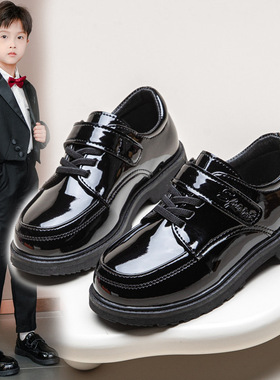 男童皮鞋2026新款软底儿童鞋子英伦男孩西装黑色小学生校园演出鞋