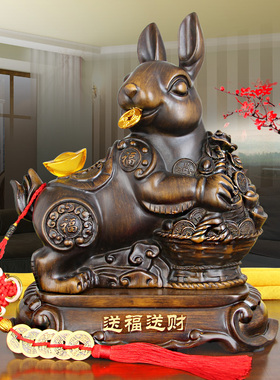 招财十二生肖木纹可爱风工艺品