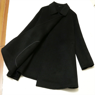 羊毛大衣小个子女 娃娃领中长斗篷款 100%双面羊毛 毛呢千金风外套