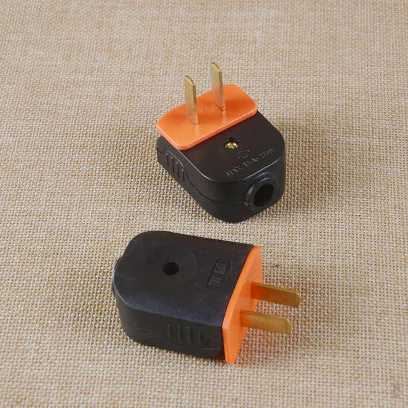电源90可旋转黑色插头家用防爆防摔耐用两脚纯铜10a插座两极双插