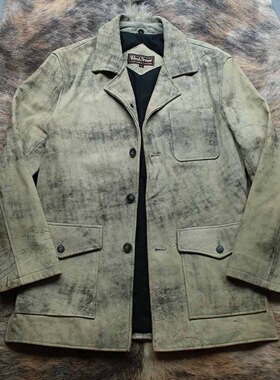 风之铠甲 早期美供泼墨羊皮1990s猎装西装皮衣