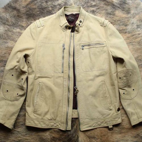 意大利制 早期1990s结构重组立领都市复古机车皮衣