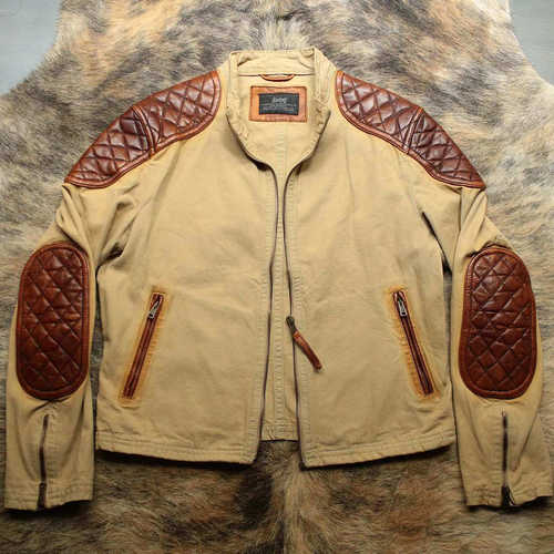 意大利制 早期1990s绗缝手擦做旧牛皮拼接复古毒液机车夹克