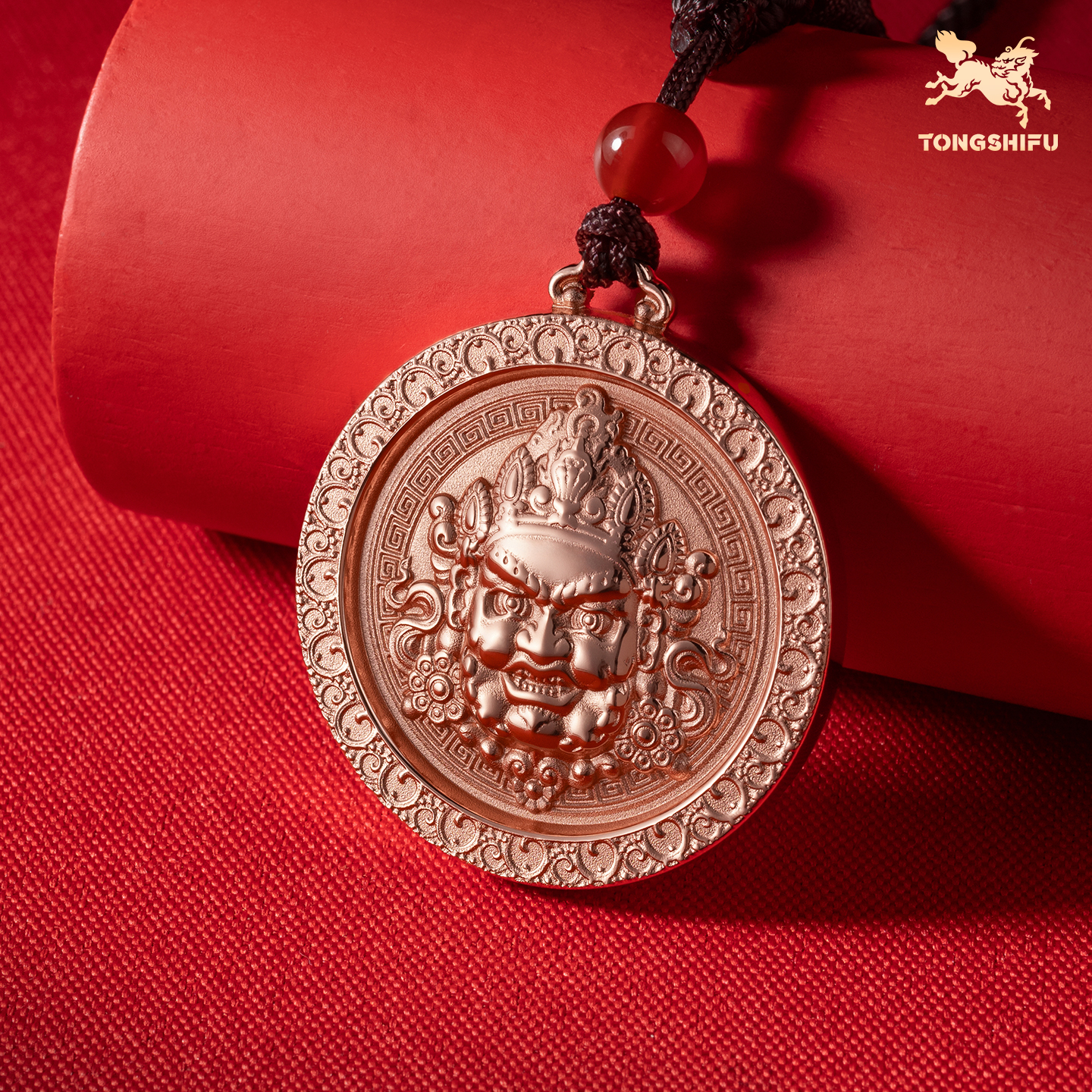 铜师傅《黄财神》紫铜饰品 家居装饰工艺品佩戴吊坠挂件 男生礼物