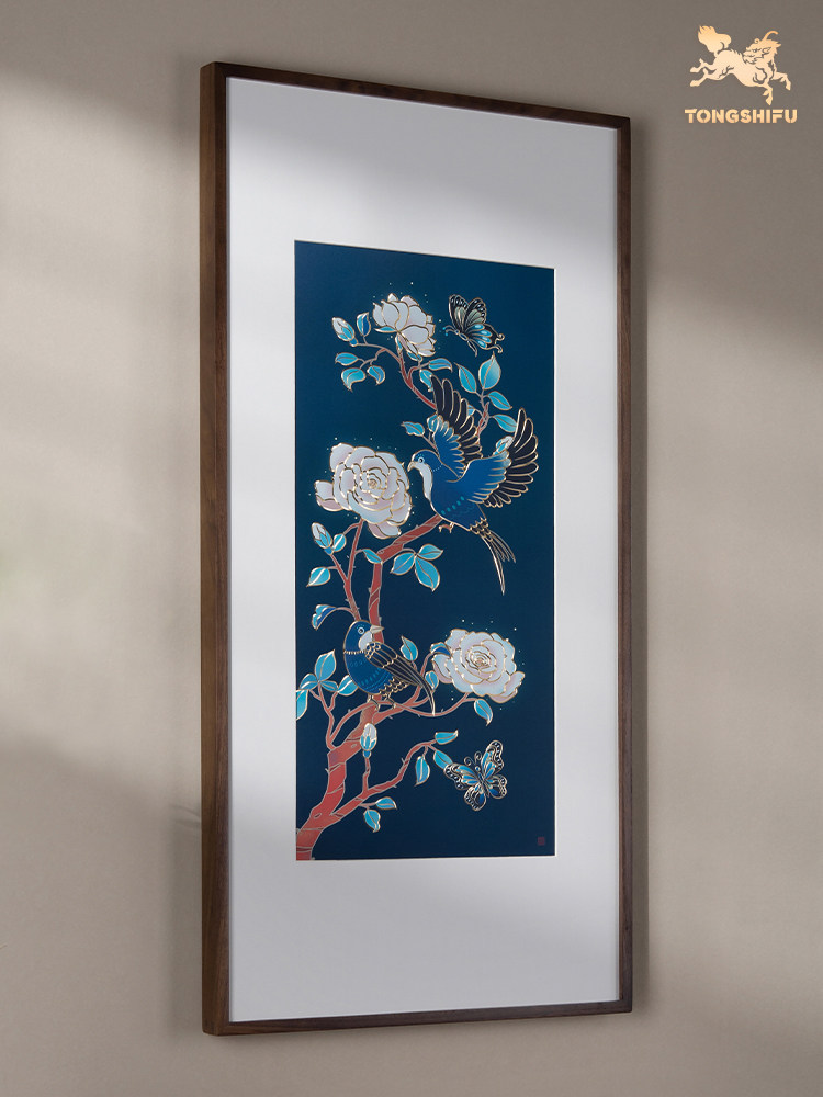 铜师傅 手工錾刻 铜雕画《花香鸟语》客厅餐厅玄关 装饰画 背景画