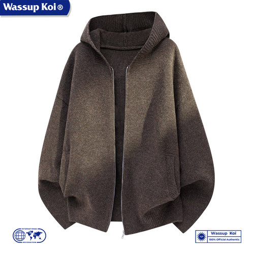 WASSUPKOI复古连帽拉链开衫毛衣