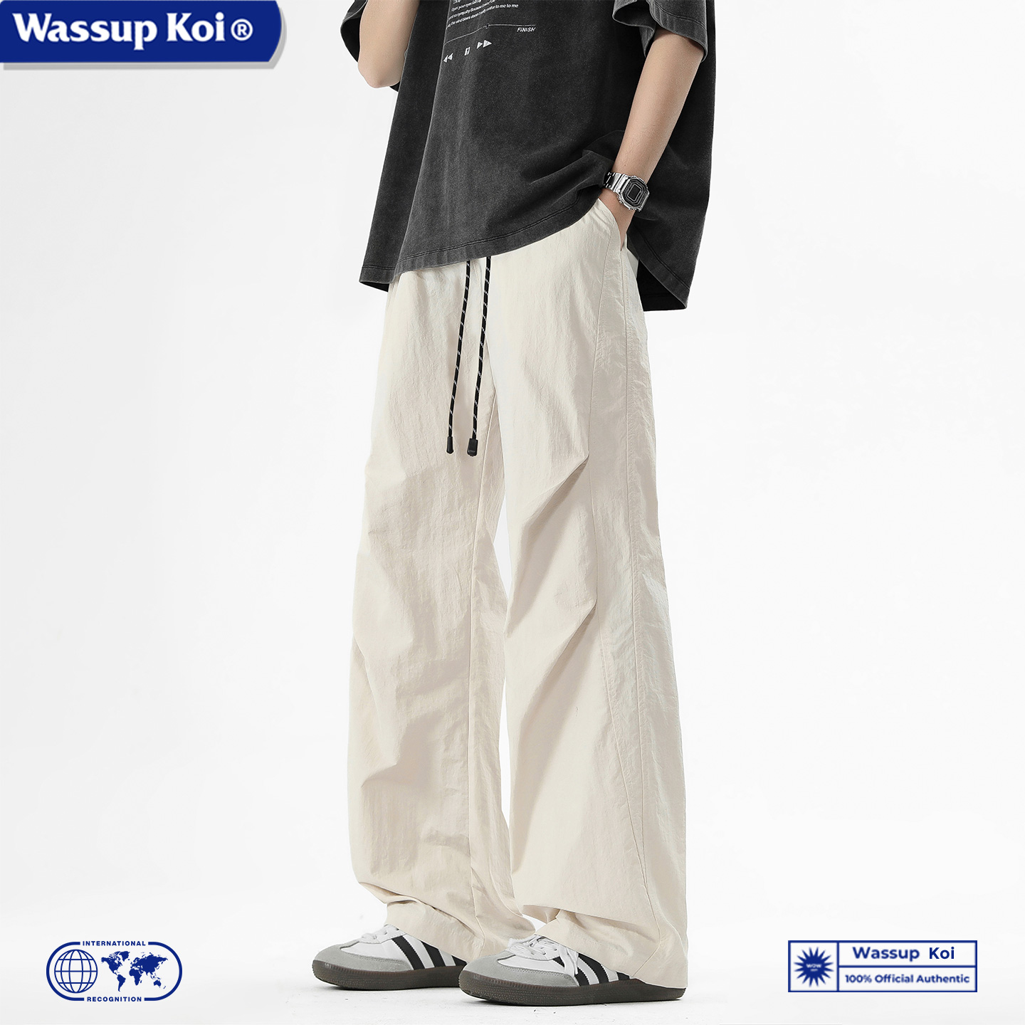 WASSUPKOI冰丝宽松工装伞兵裤子