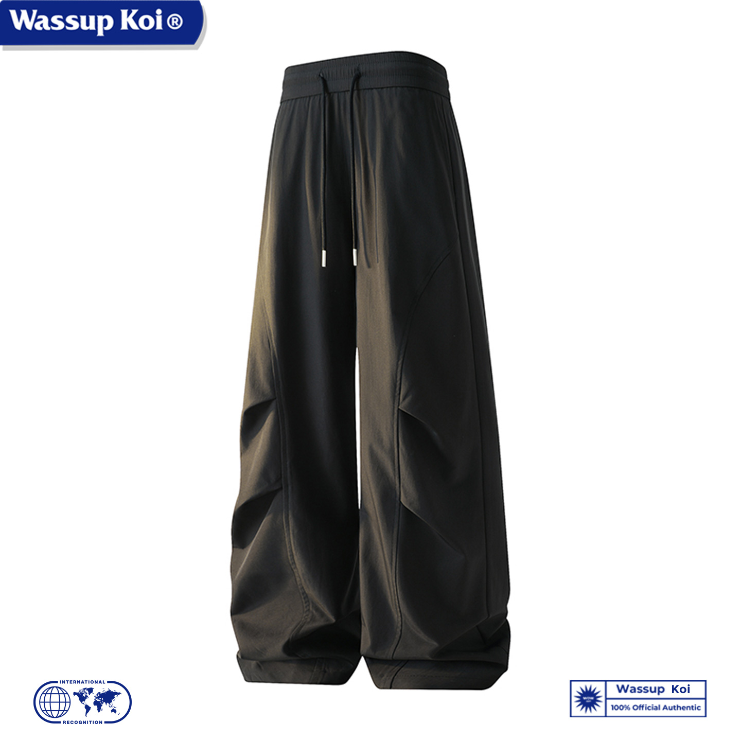 WASSUP KOI美式休闲裤男士秋冬加厚宽松阔腿直筒长裤潮牌垂感裤子