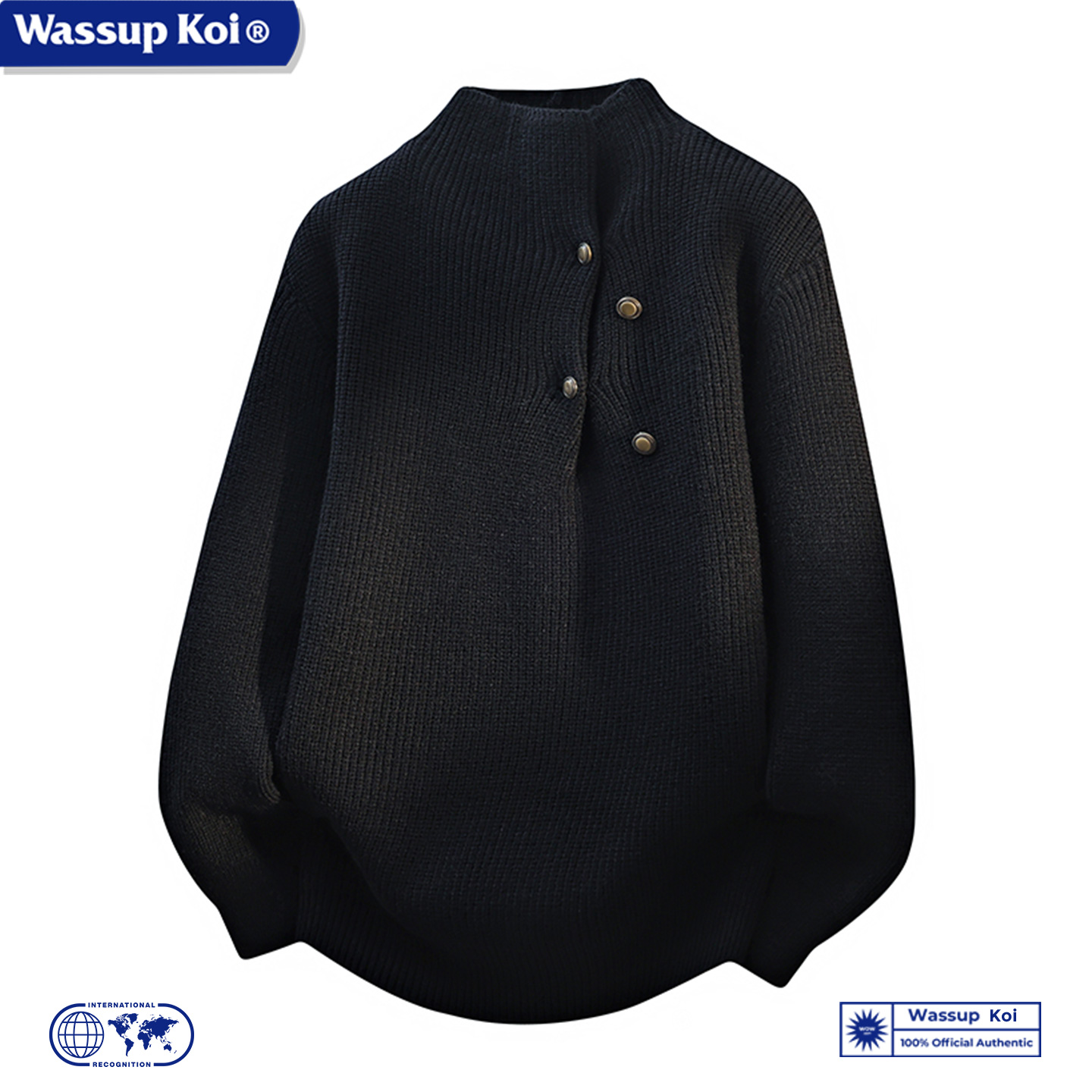 WASSUP慵懒风半高领针织衫男上衣