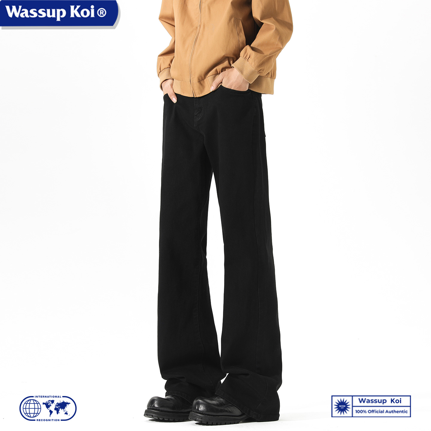 WASSUPKOI美式直筒微喇牛仔裤子