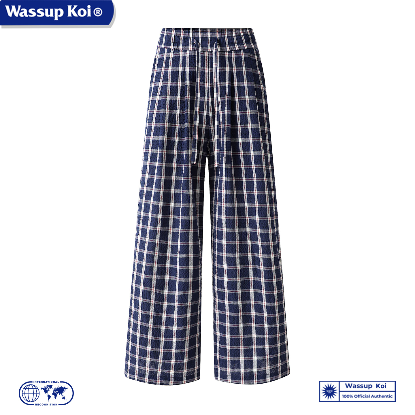 WASSUP KOI联名美式复古格子裤子男秋季薄款宽松阔腿裤弯刀休闲裤