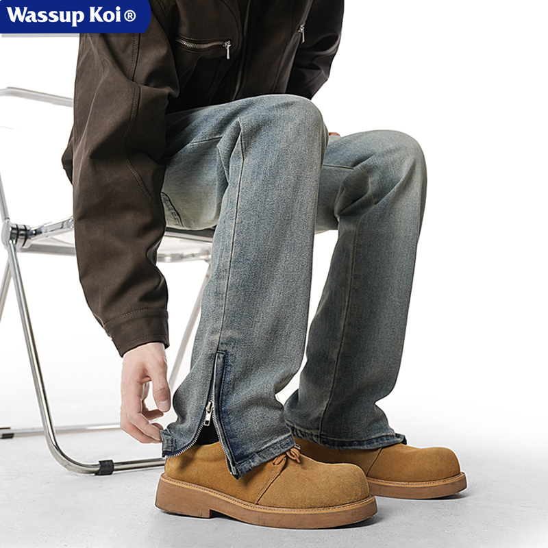 WASSUPKOI联名高街拉链牛仔裤子