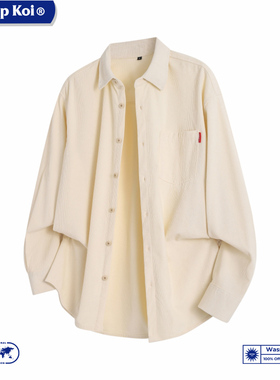 WASSUP KOI联名秋季灯芯绒长袖衬衫新款翻领衬衣宽松情侣休闲外套