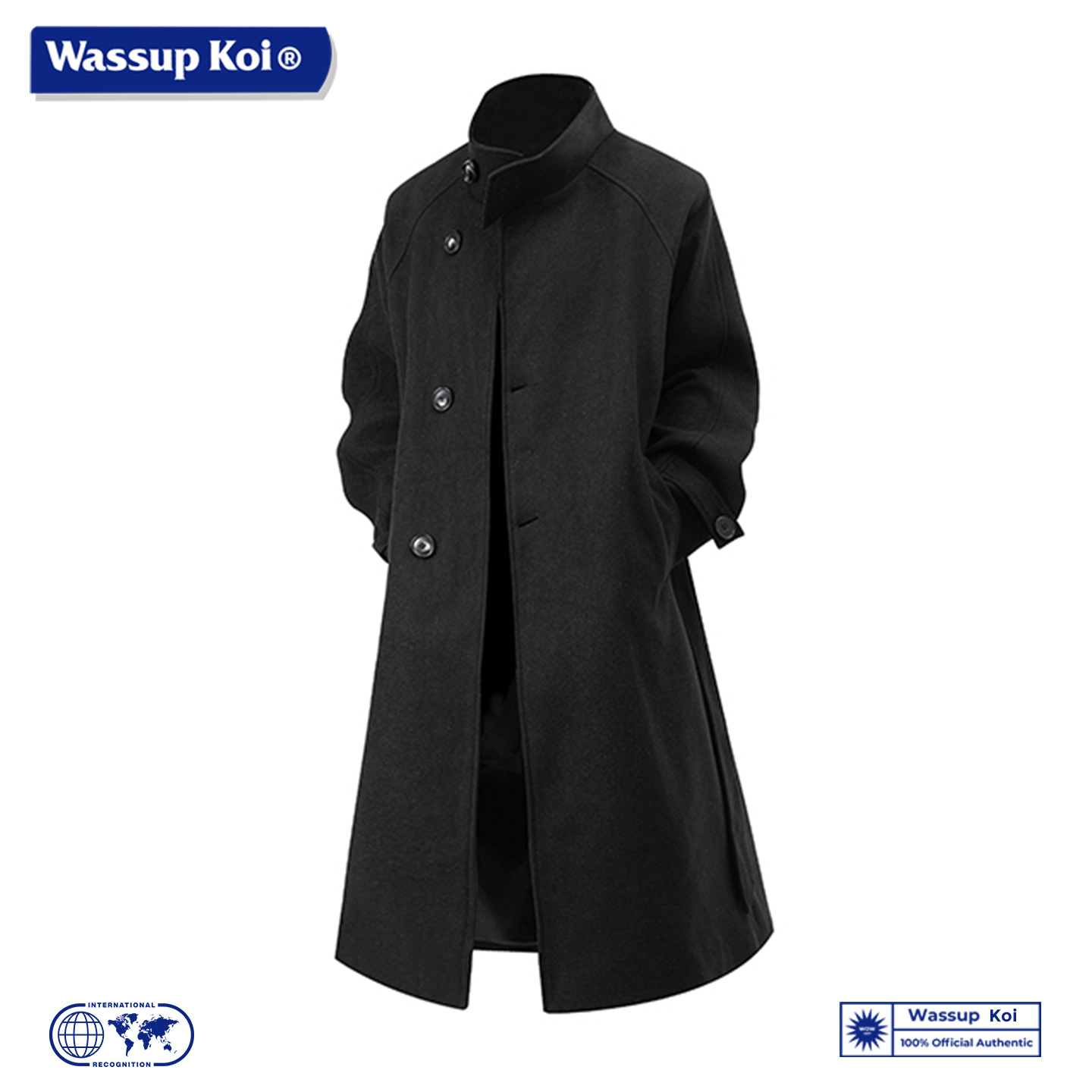 WASSUP美式复古立领风衣秋季外套