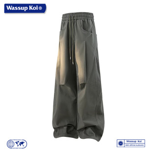 KOI联名美式 宽松直筒系绳休闲长裤 复古风工装 男春季 子男 裤 WASSUP