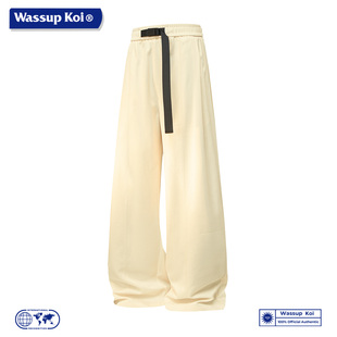 WASSUP KOI联名休闲慵懒风直筒裤男美式宽松系绳长裤百搭长裤子男