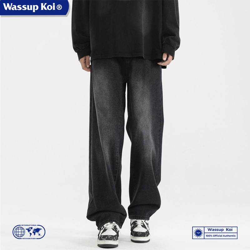 WASSUPKOI水洗渐变直筒牛仔裤男