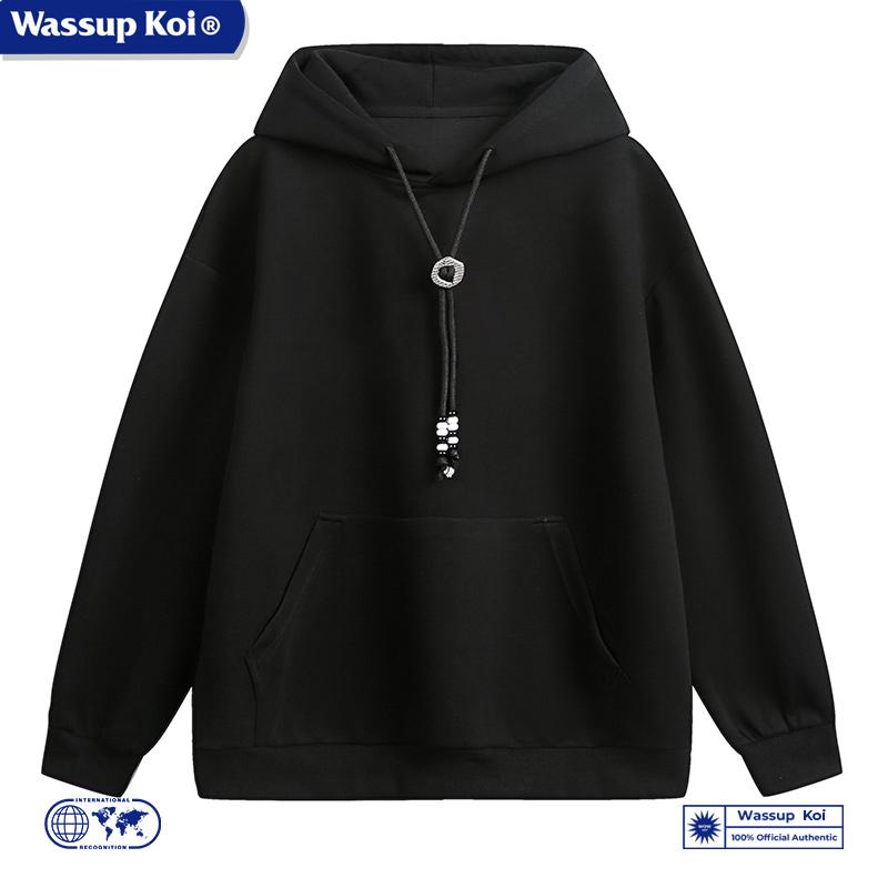WASSUPKOI港风纯色连帽卫衣