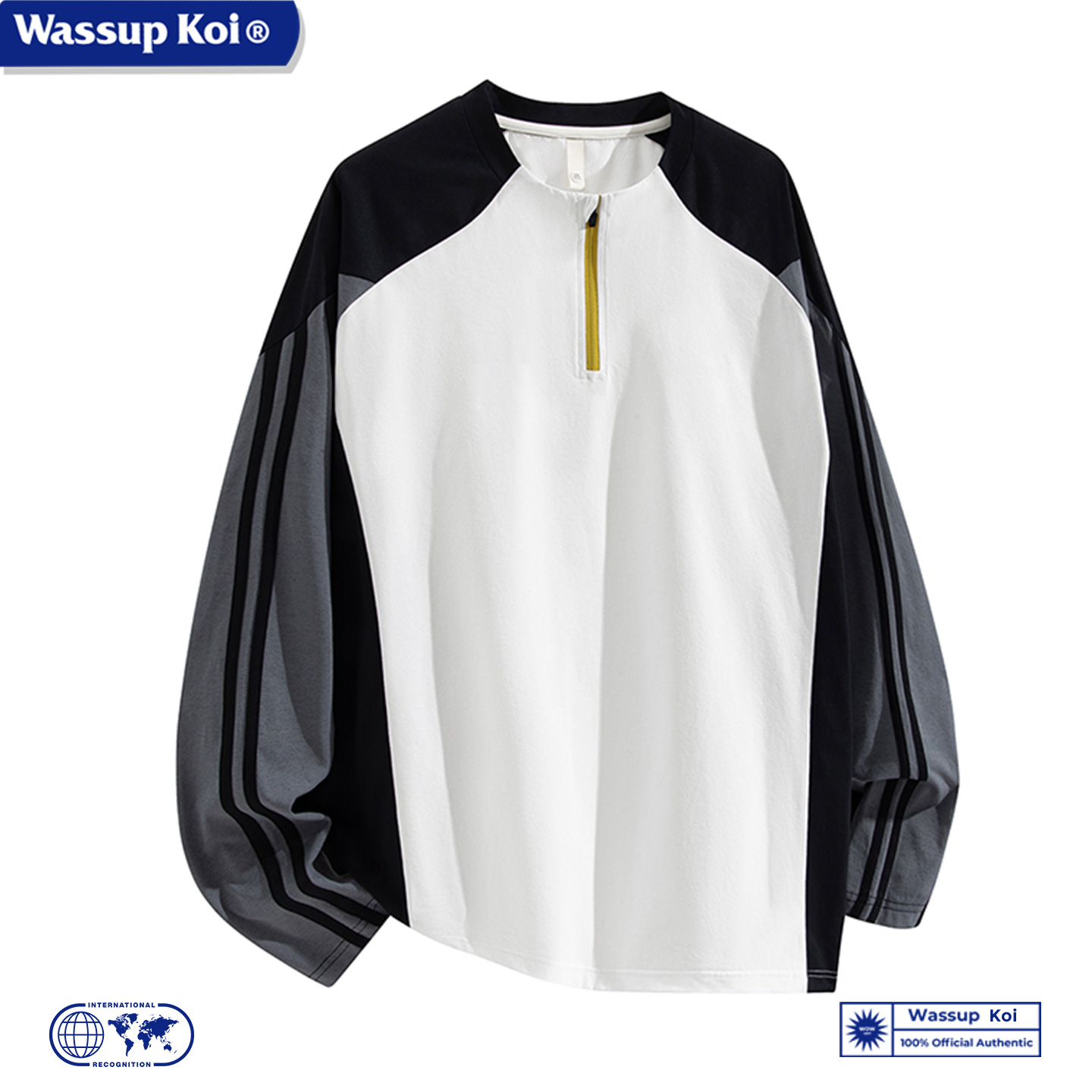 WASSUP KOI联名圆领速干防晒长袖T恤男春秋季休闲上衣男士打底衫