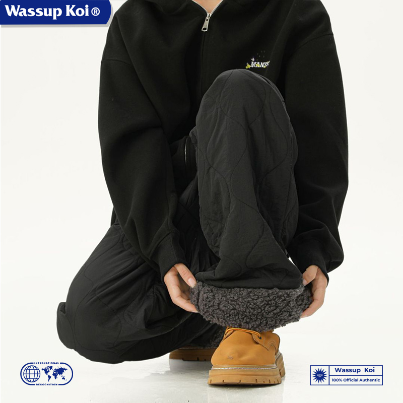 WASSUPKOI葫芦纹摇粒绒保暖棉裤