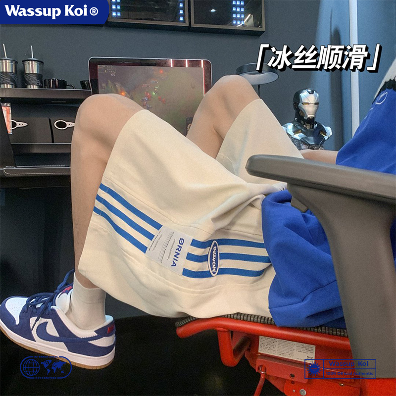 WASSUPKOI港风复古条纹运动短裤
