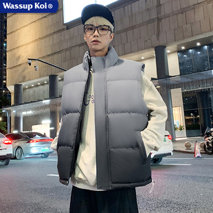 WASSUP 渐变色羽绒棉马甲男保暖坎肩背心加厚棉服外套棉袄 KOI冬季