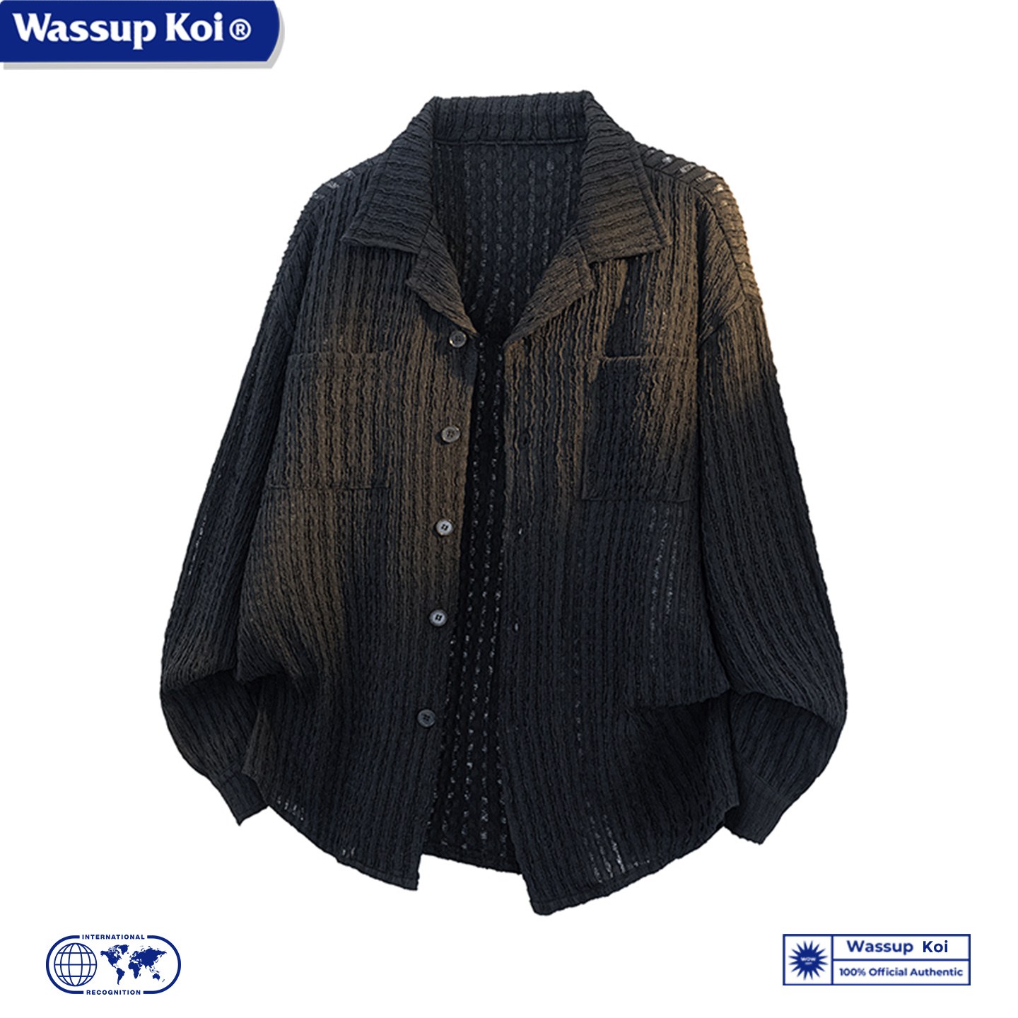 WASSUPKOI针织纹理镂空外套衬衣