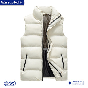 WASSUP KOI黑金蓄热羽绒棉马甲男立领加厚保暖坎肩宽松休闲外套潮