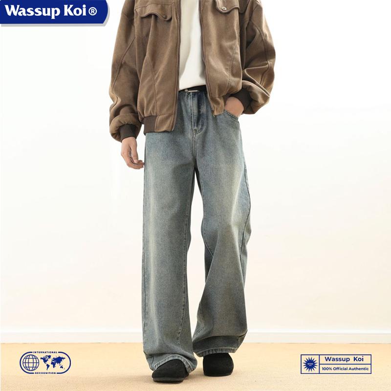 WASSUPKOI复古直筒休闲牛仔裤男