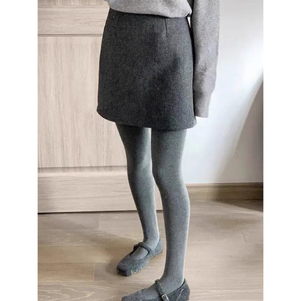 灰色毛呢半身裙女2025秋冬款高腰显瘦A字短裙宽松小个子包臀裙子